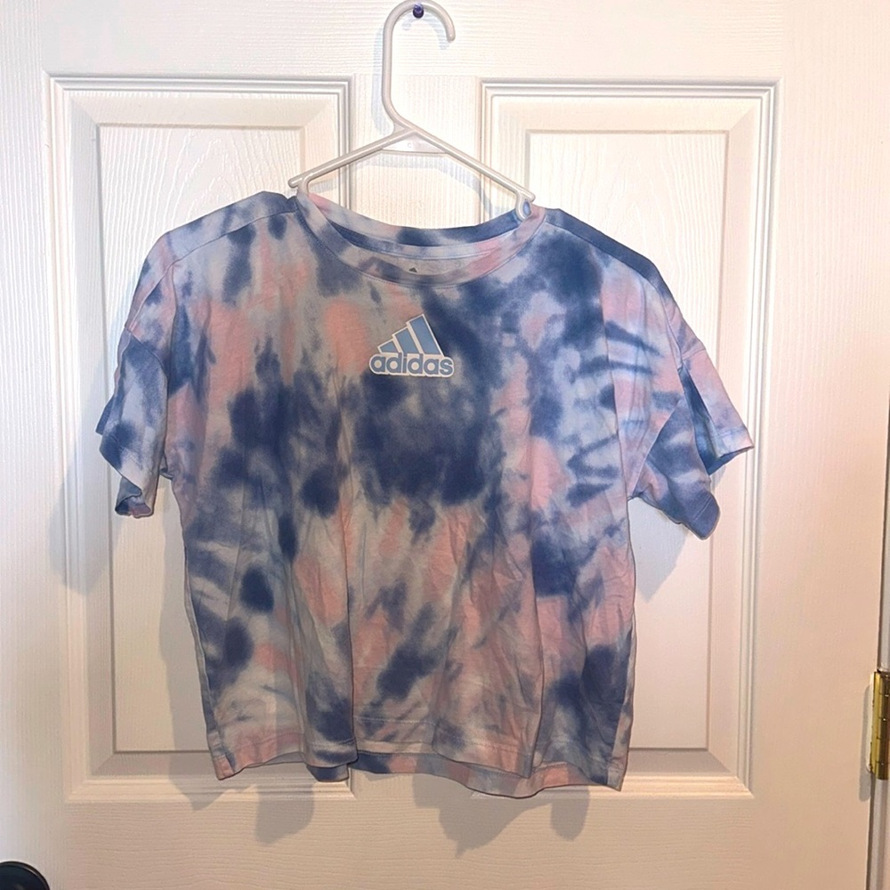 Adidas Blue and Pink Tie Dye Top
